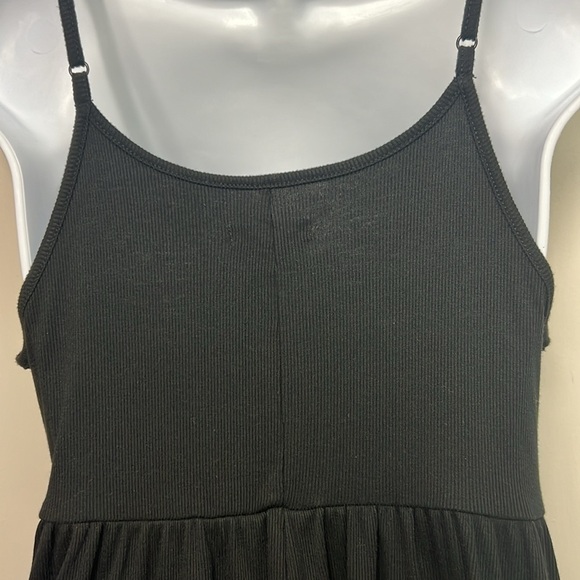 Wild Fable, Black Ribbed, Spaghetti strapped Sundress, rounded bottom Sz M - Picture 6 of 9